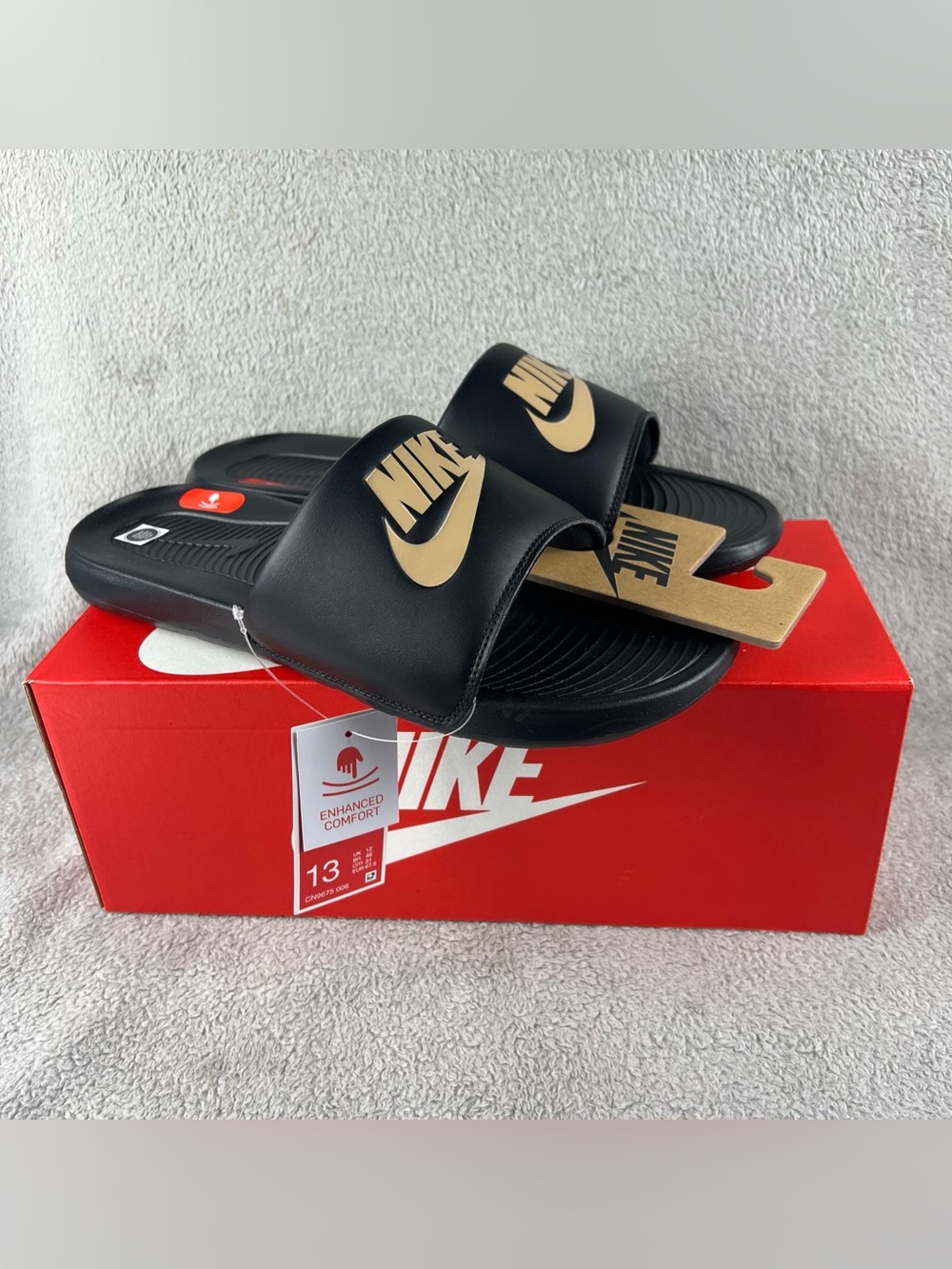 Nike Men's One Sport Sandal, Black/Metallic Gold/Black, US Size 13 Cn9675-006